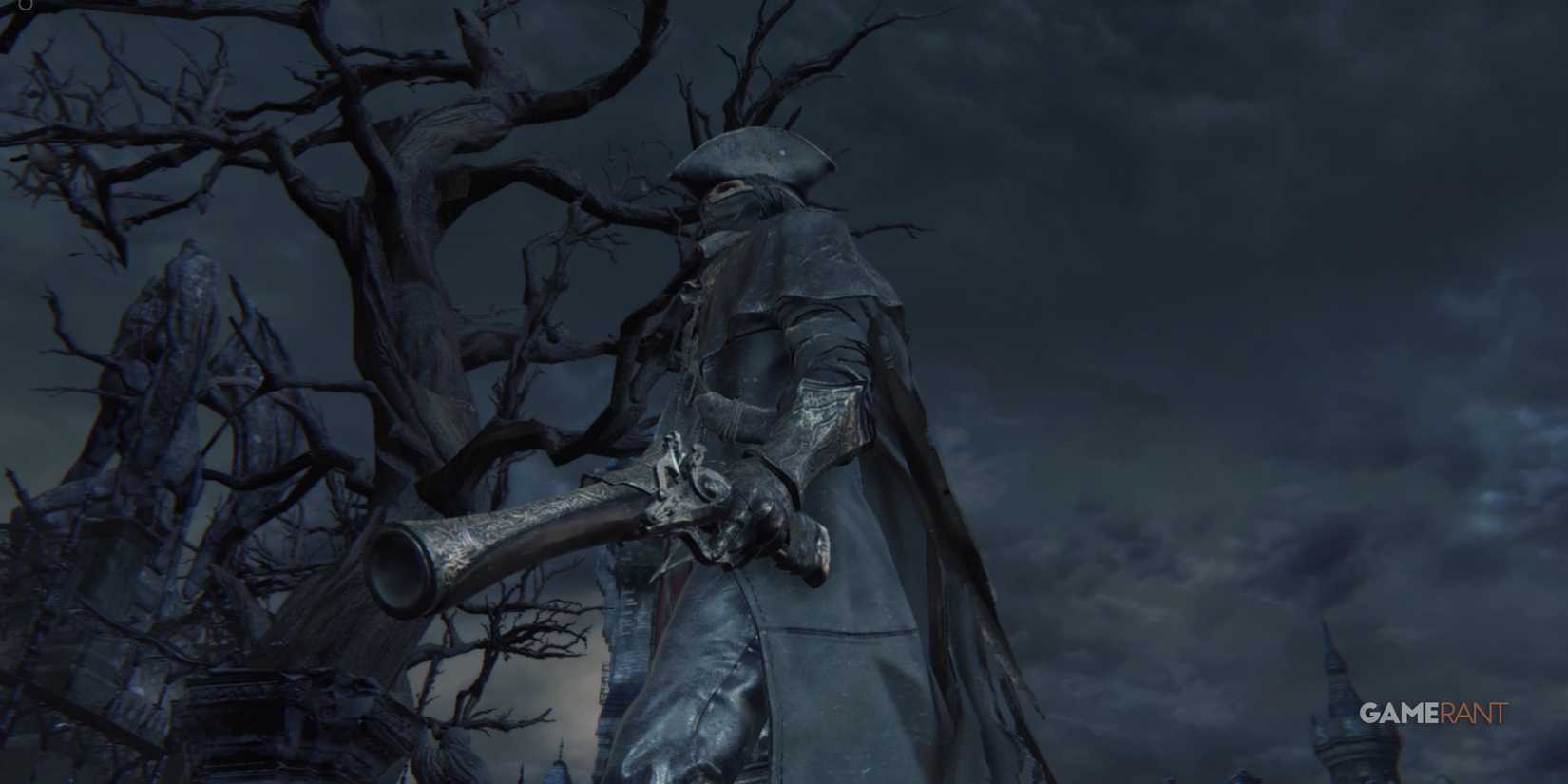  10 Most Iconic Weapons In Soulsborne Games Player holding the Hunter's Pistol