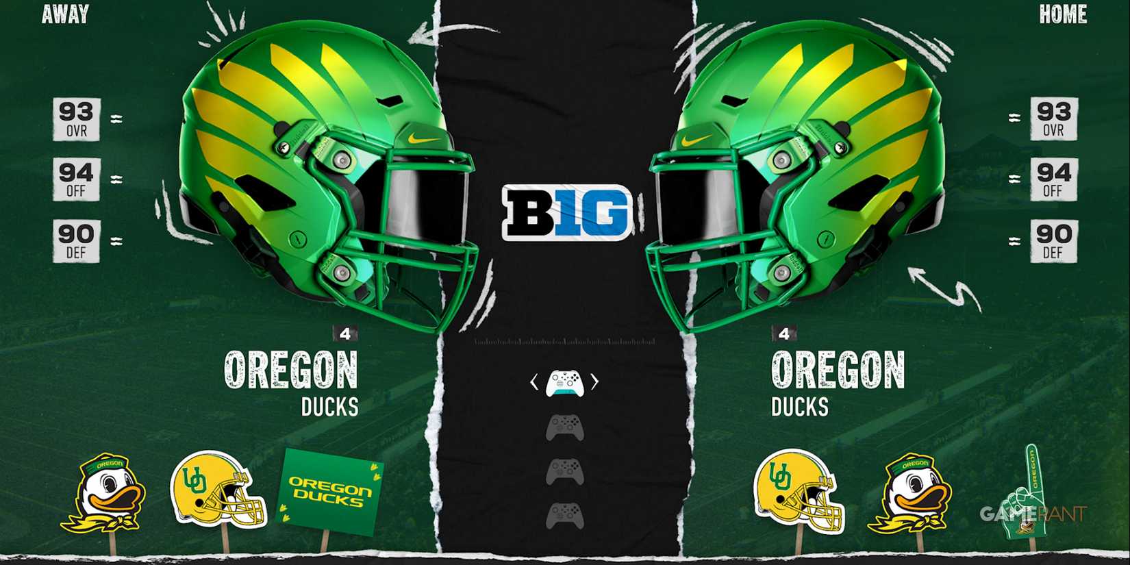 Oregon Ducks team helmets in EA College Football 25