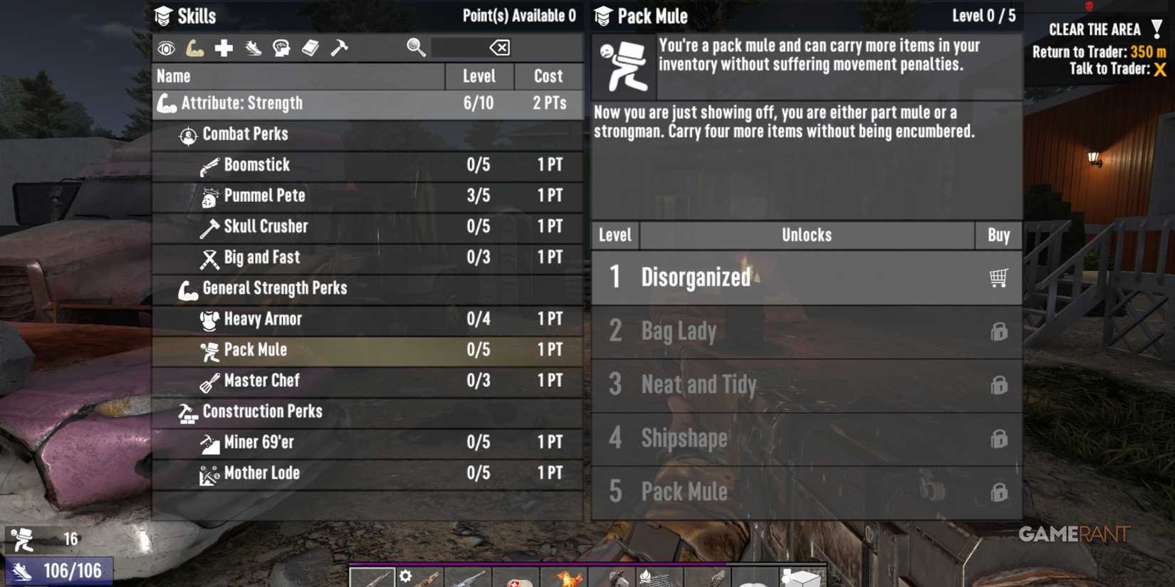 Pack Mule Is A Good Skill For Beginners Players In 7 Days To Die
