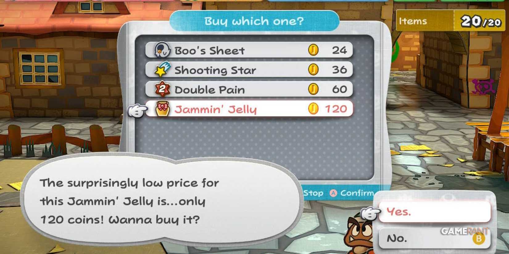 paper mario the thousand year door - jammin jelly cost