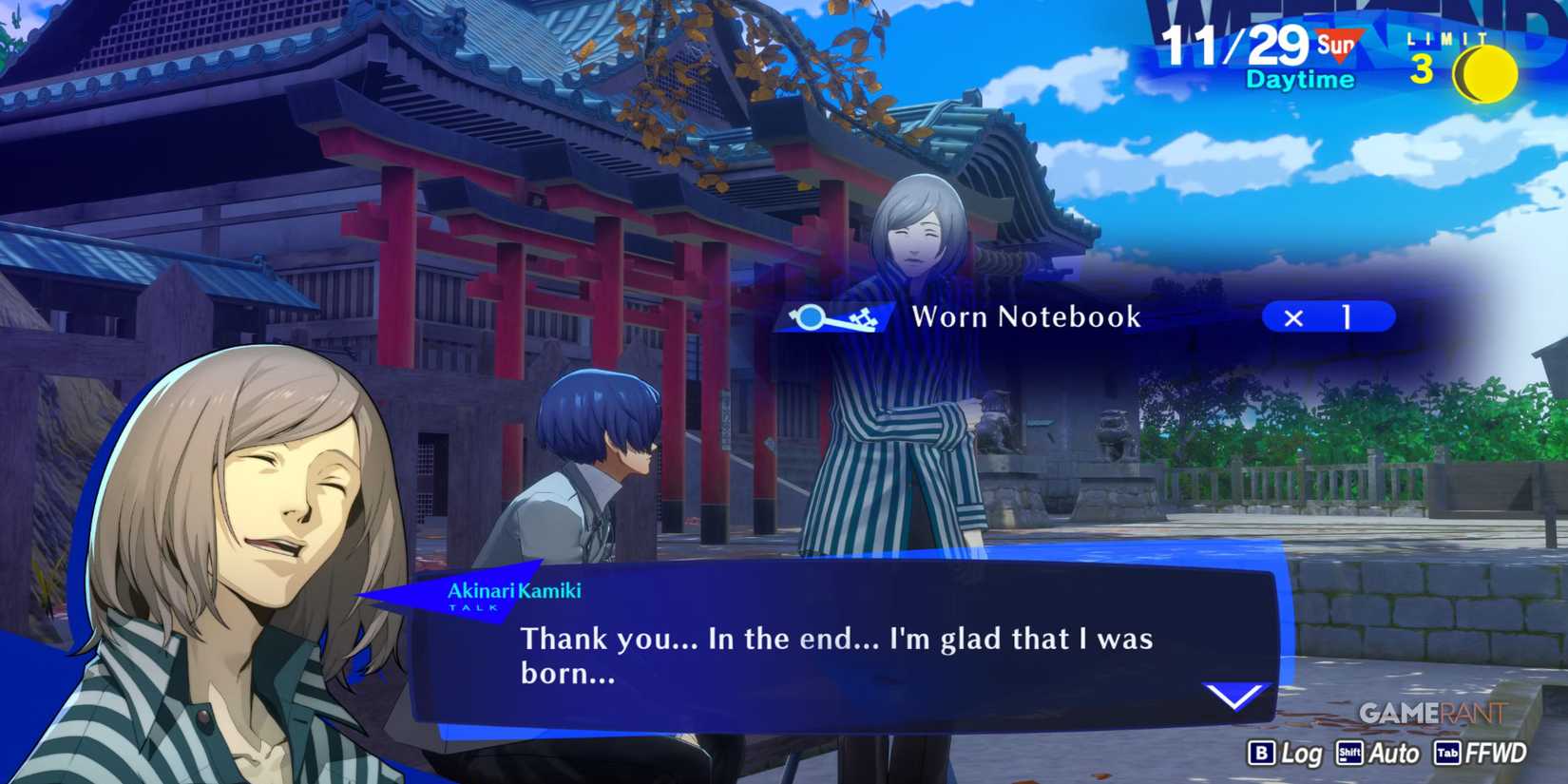 Persona 3 Reload P3R november 29 akinari kamiki sun social link rank 10 asura-2