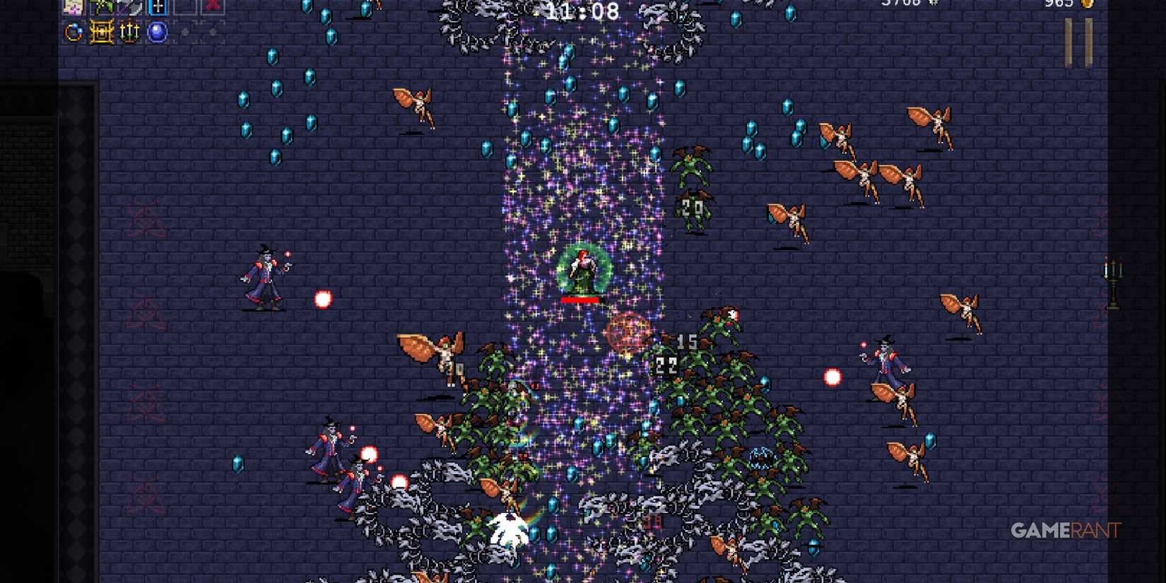 Poppea using skills in Vampire Survivors