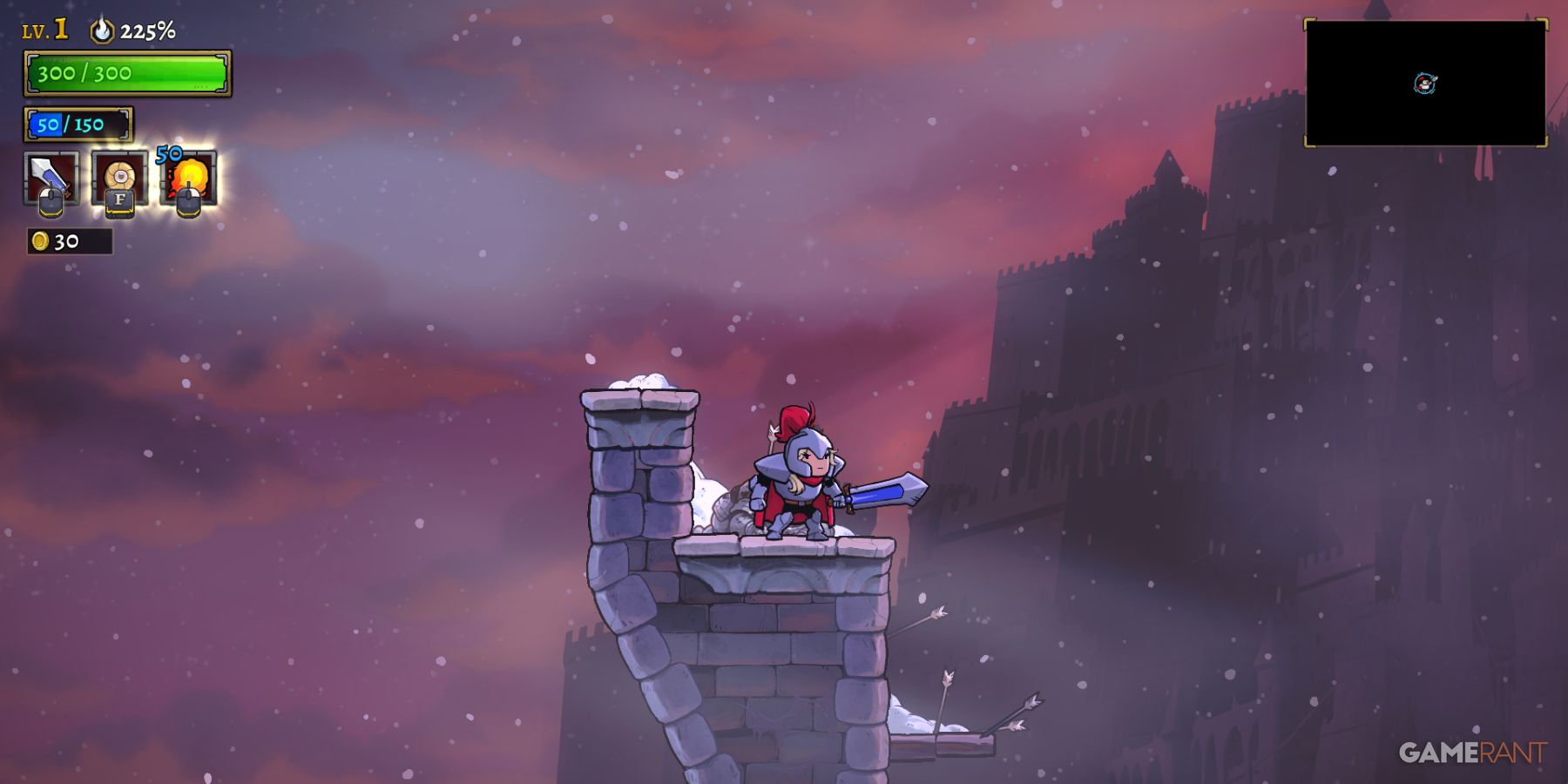 Protagonist using a armor in Rogue Legacy 2