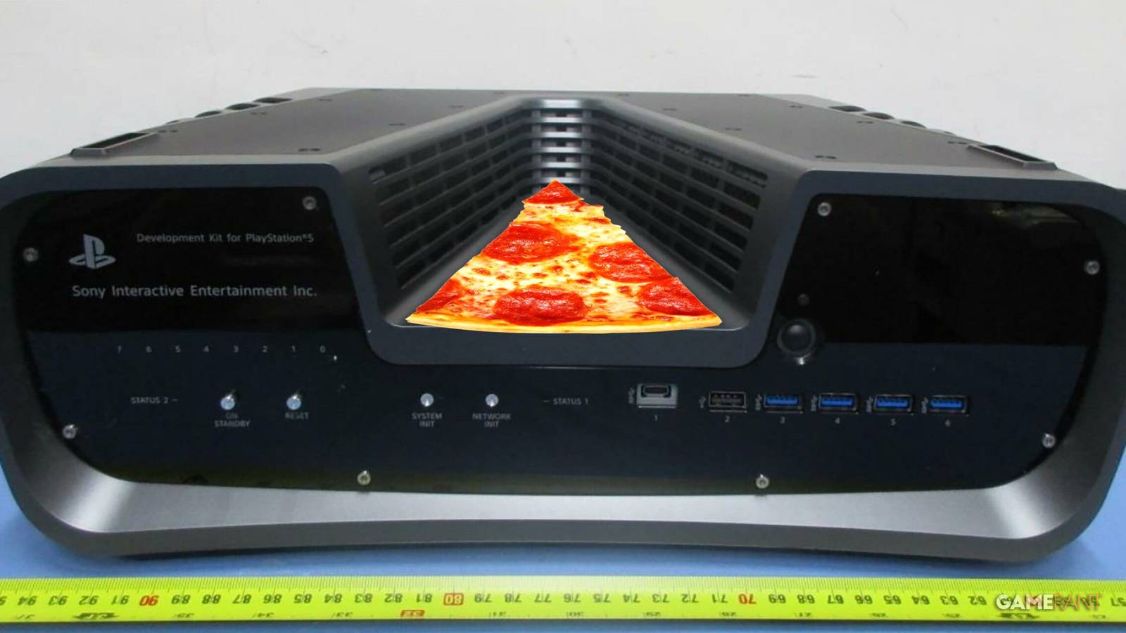pizza slice between ps5 dev kit vents