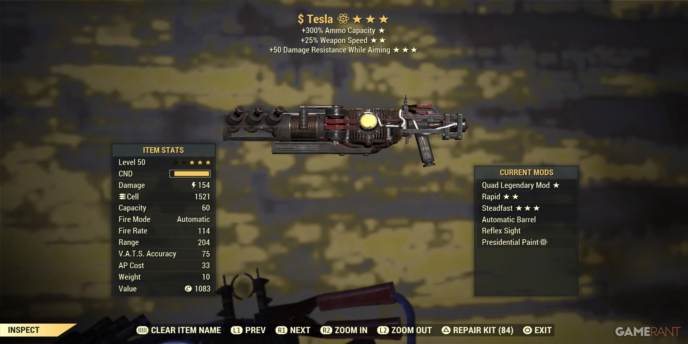 Quad Tesla Rifle in Fallout 76