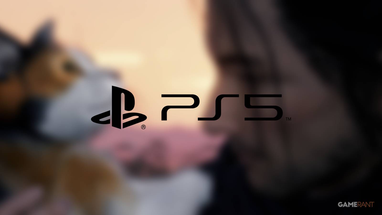 Rise of the Ronin's progagonist holding a cat, blurred with the ps5 logo on it