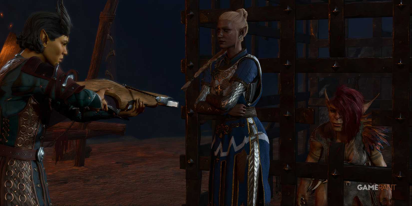 Sazza in a cage in Baldur's Gate 3