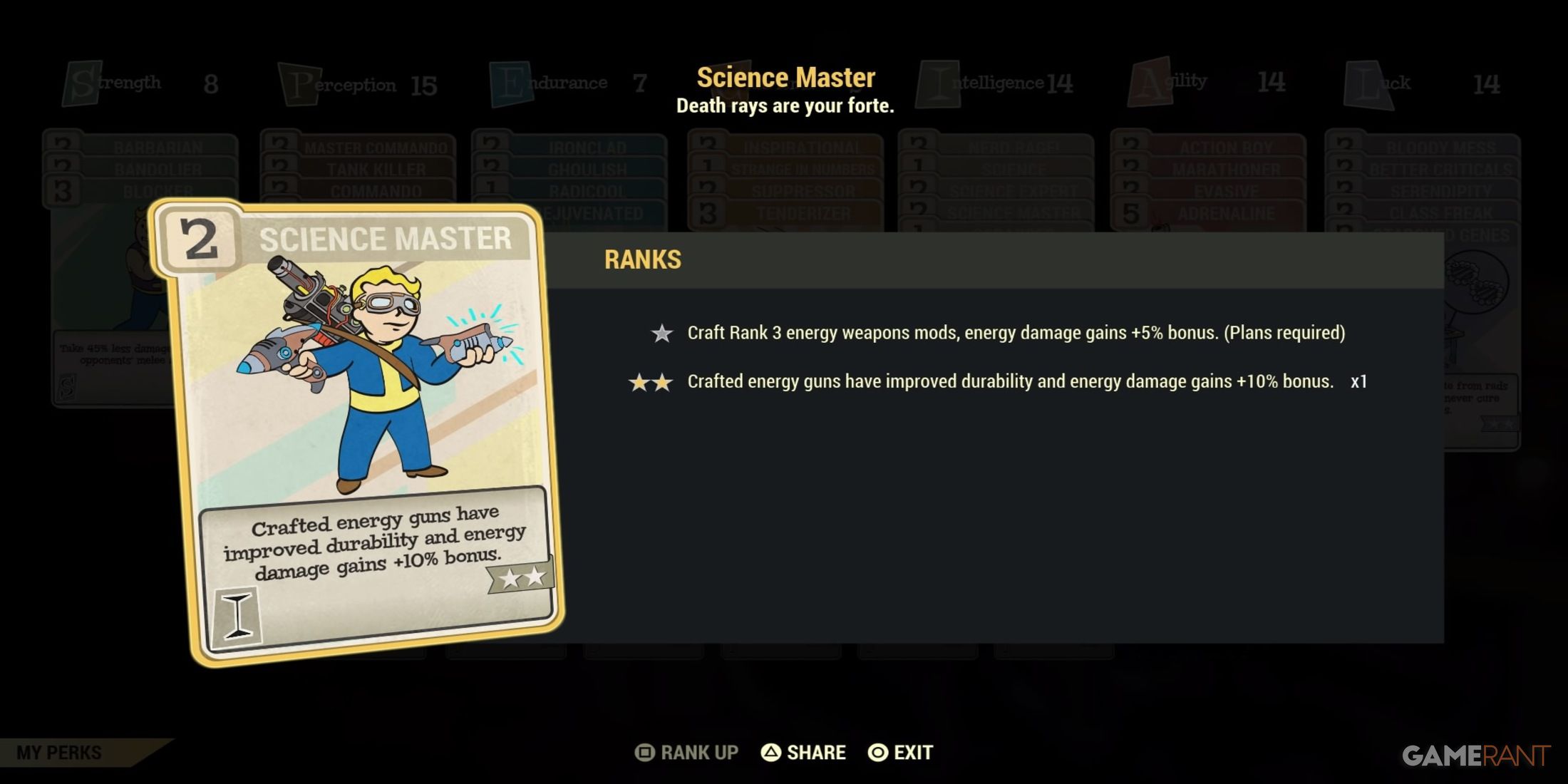 Science Master Perk in Fallout 76