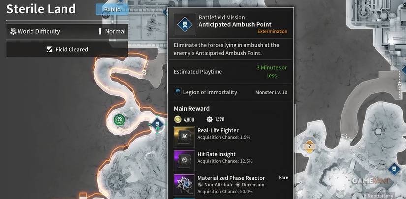 Anticipated Ambush point in the first descendant sterile land map