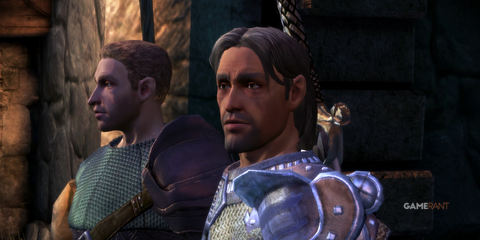 Seneschal Varel and Captain Garevel overseeing in Vigil's Keep in Dragon Age Origins - The Awakening DLC