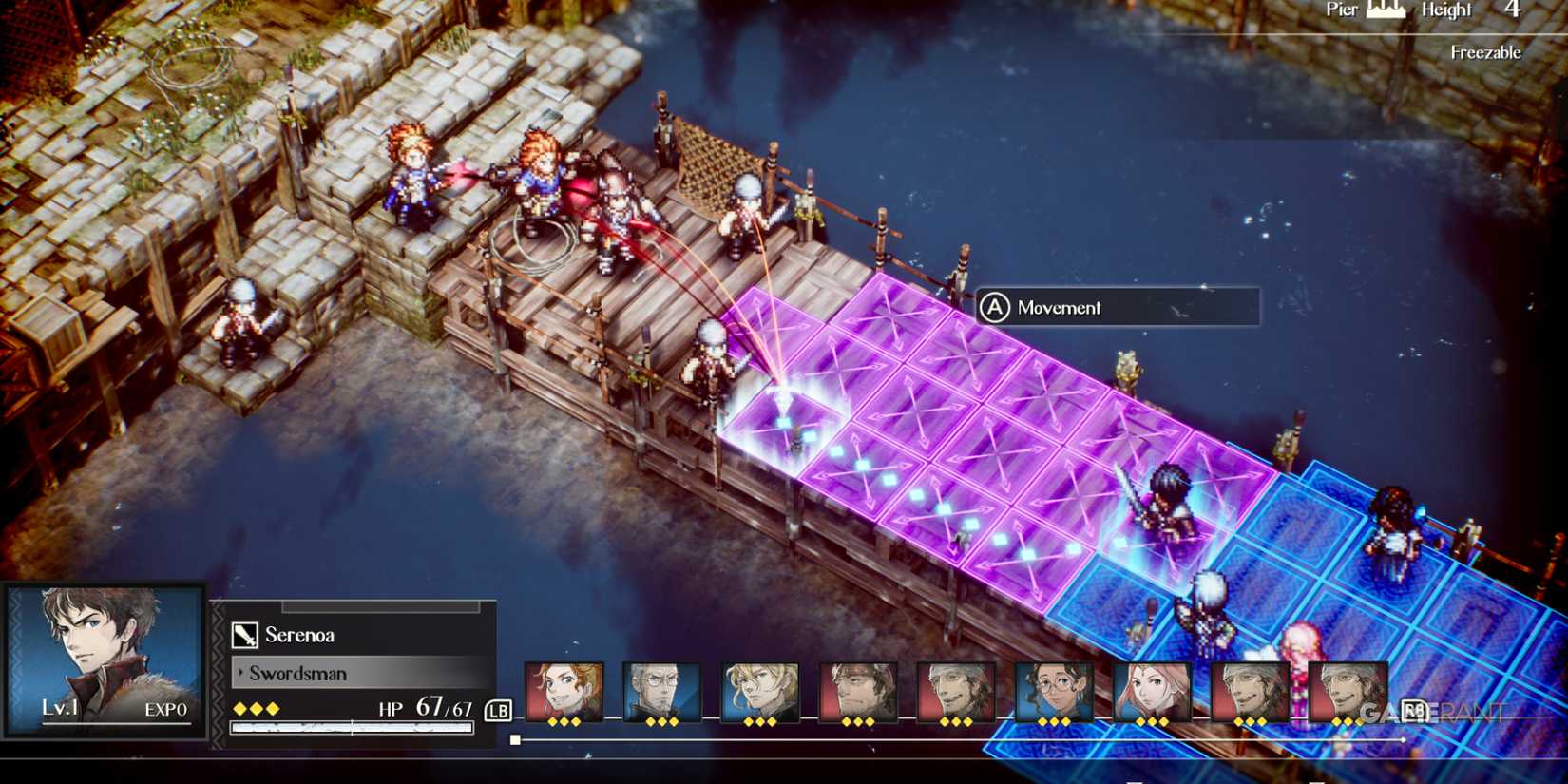 Serenoa fighting in Triangle Strategy