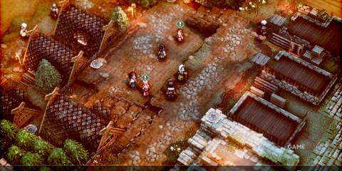 Serenoa moving by an isometric city in Triangle Strategy