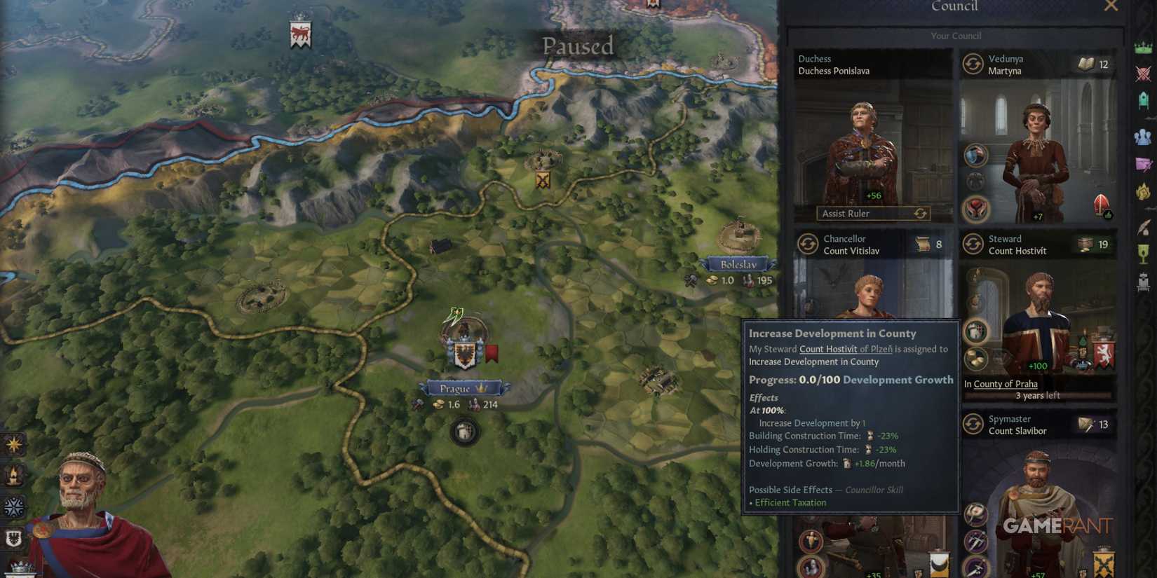 Steward Count Hostivit increases county development in Crusader Kings 3