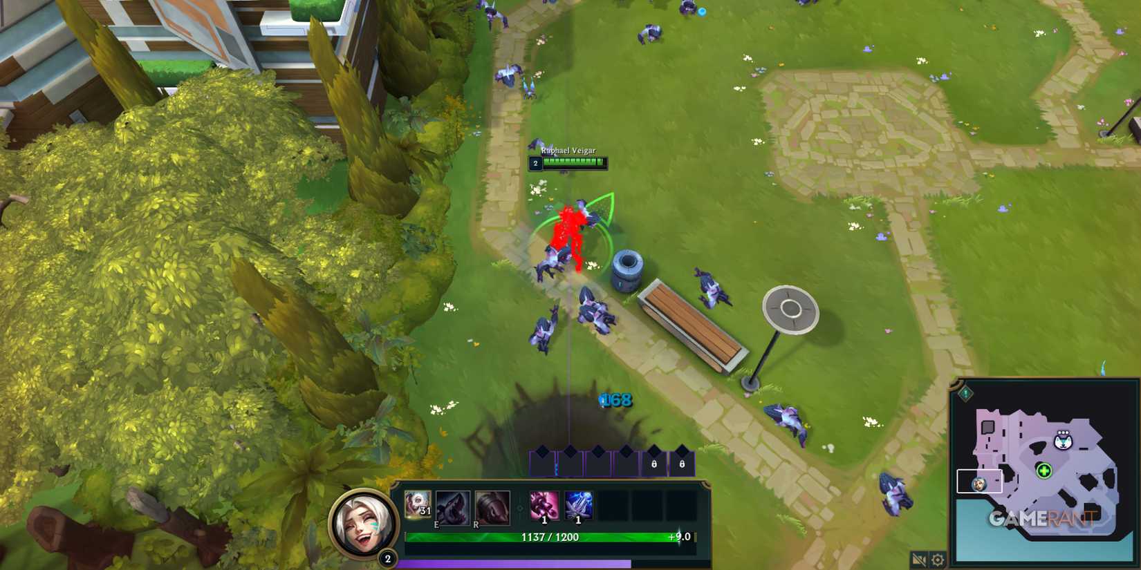 Taking damage in League of Legends Swarm Mode