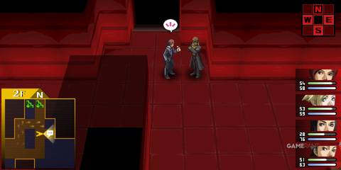 Tatsuya Suou talking to a Bar guard in Persona 2 Innocent Sin