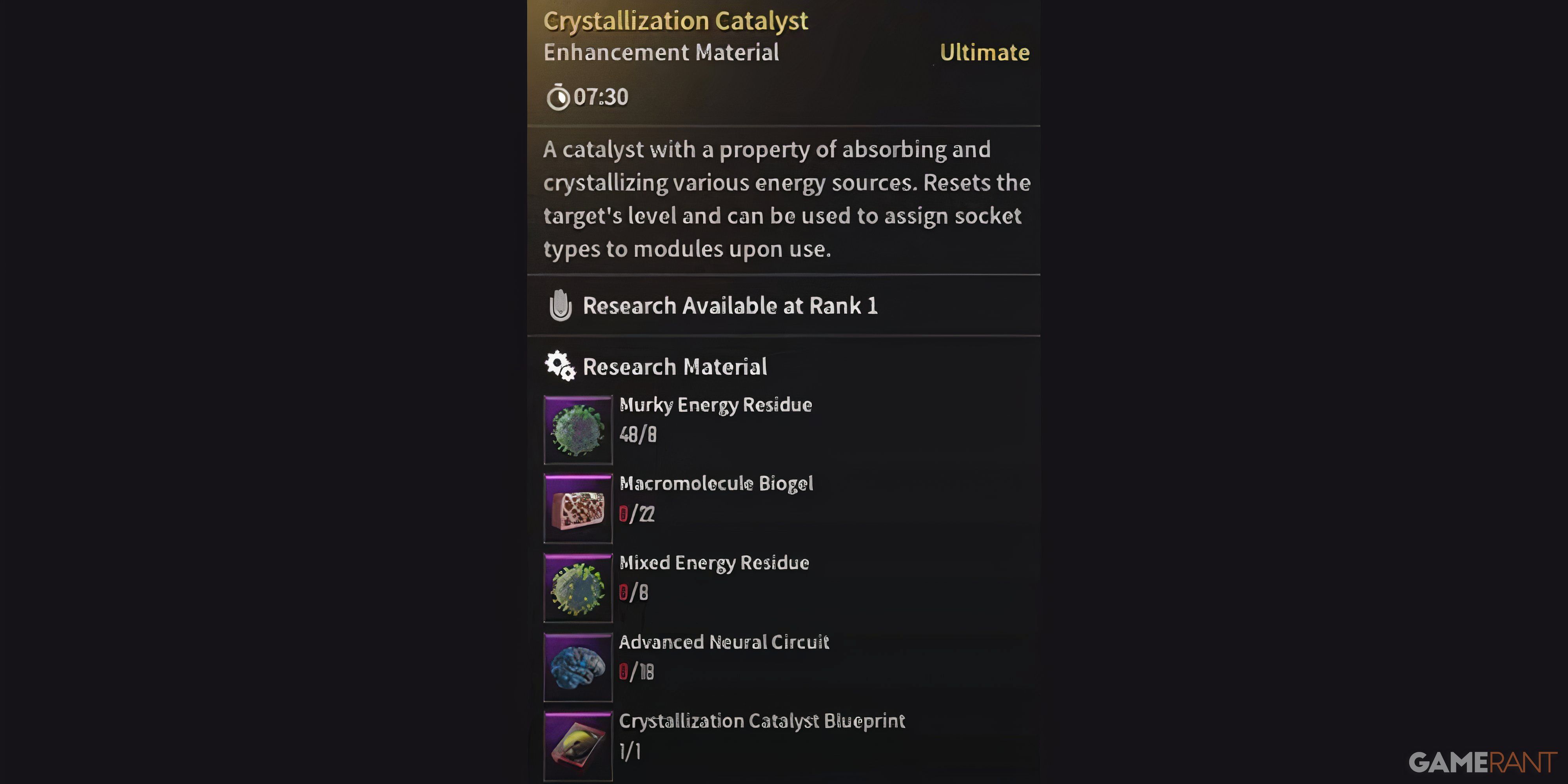 The First Descendant Crystallization Catalyst