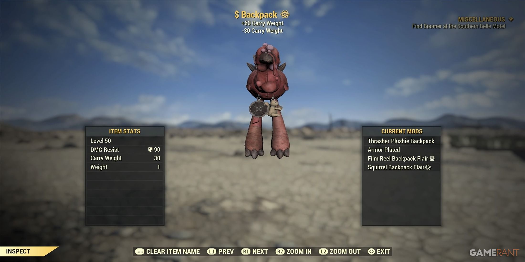 Thrasher Backpack Skin in Fallout 76