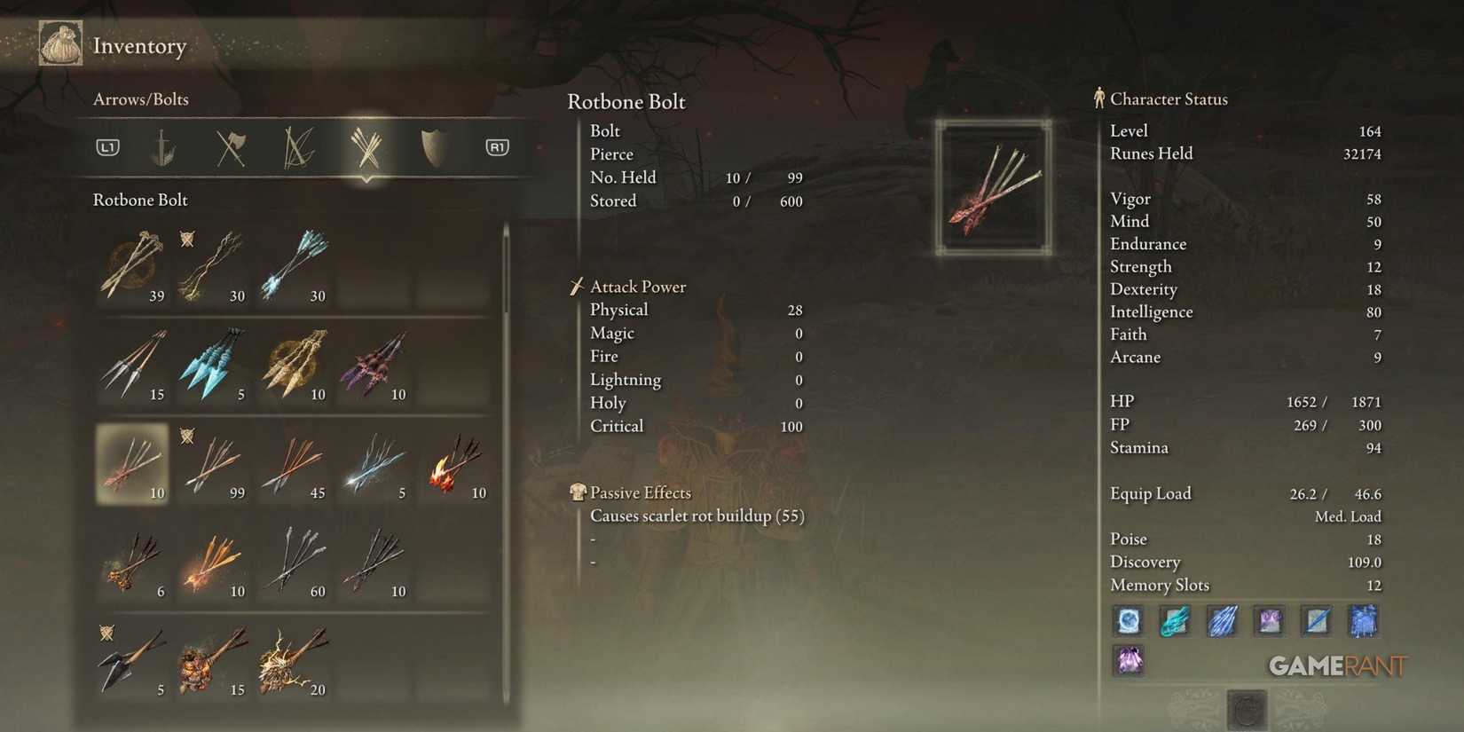 A Rotbone Bolt in Elden Ring