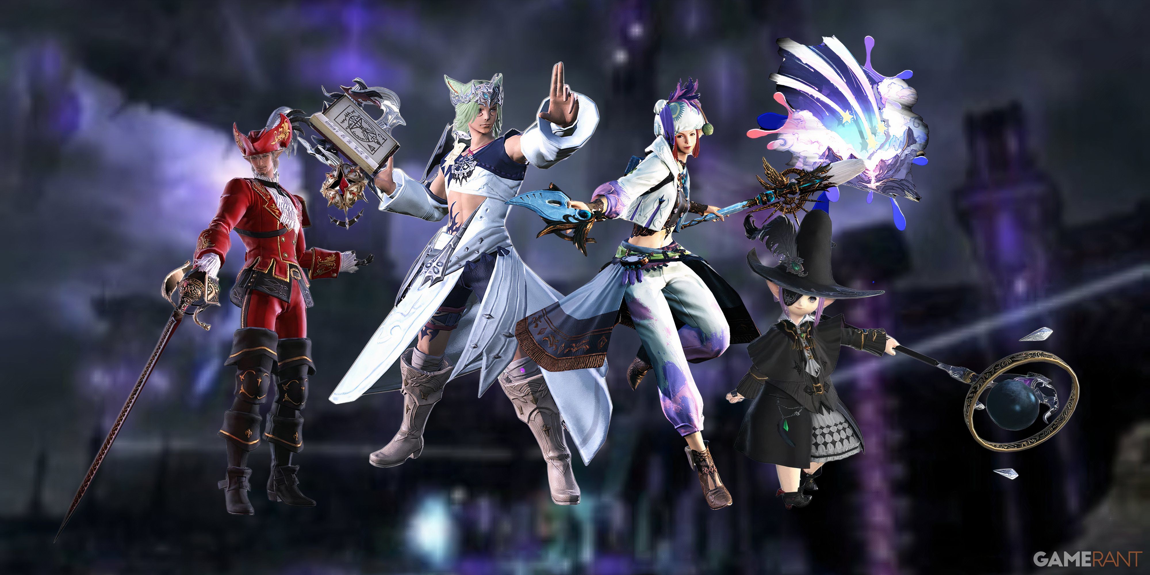 from left to right: red mage, smmoner, pictomancer, black mage