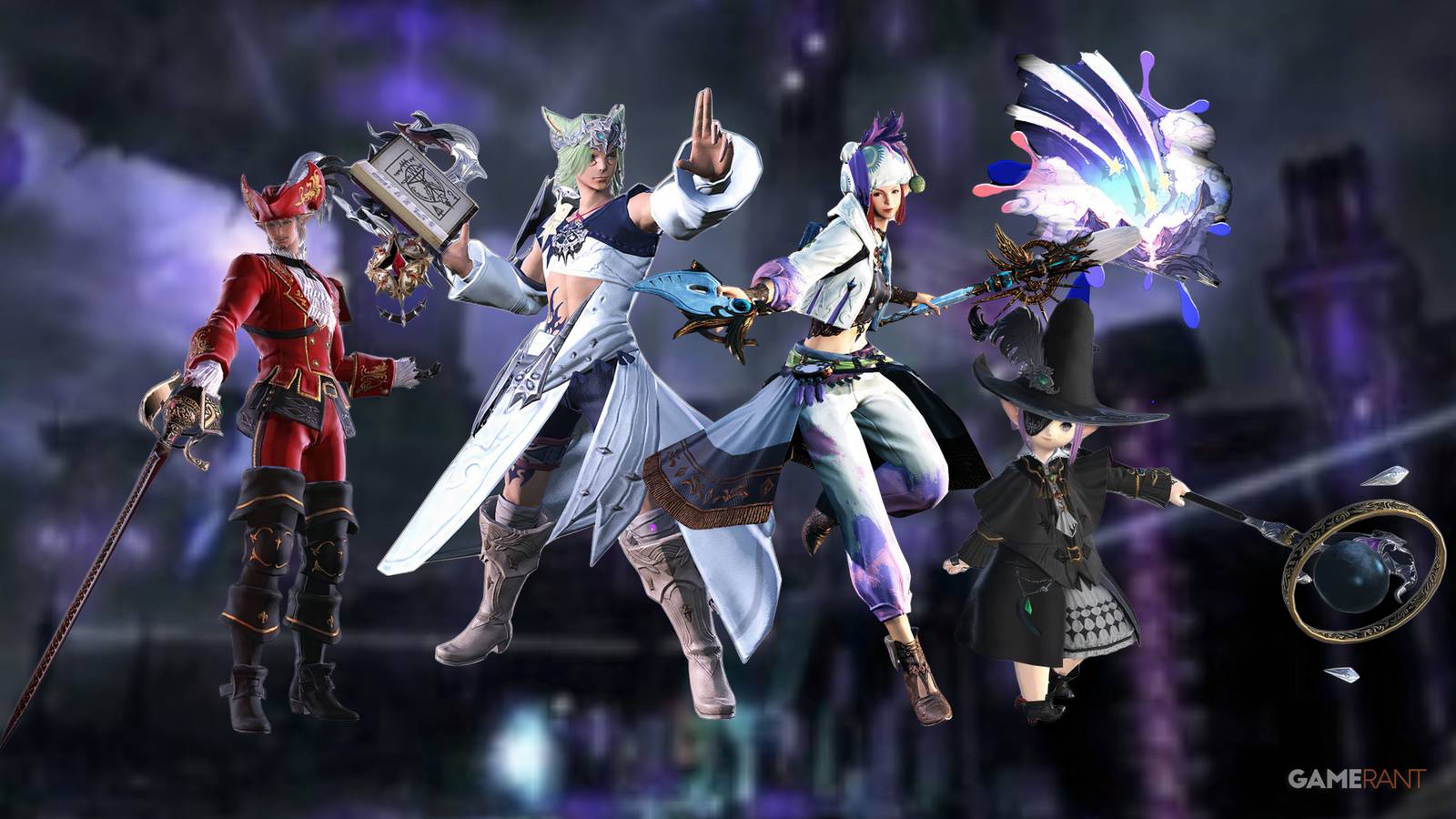 from left to right: red mage, smmoner, pictomancer, black mage