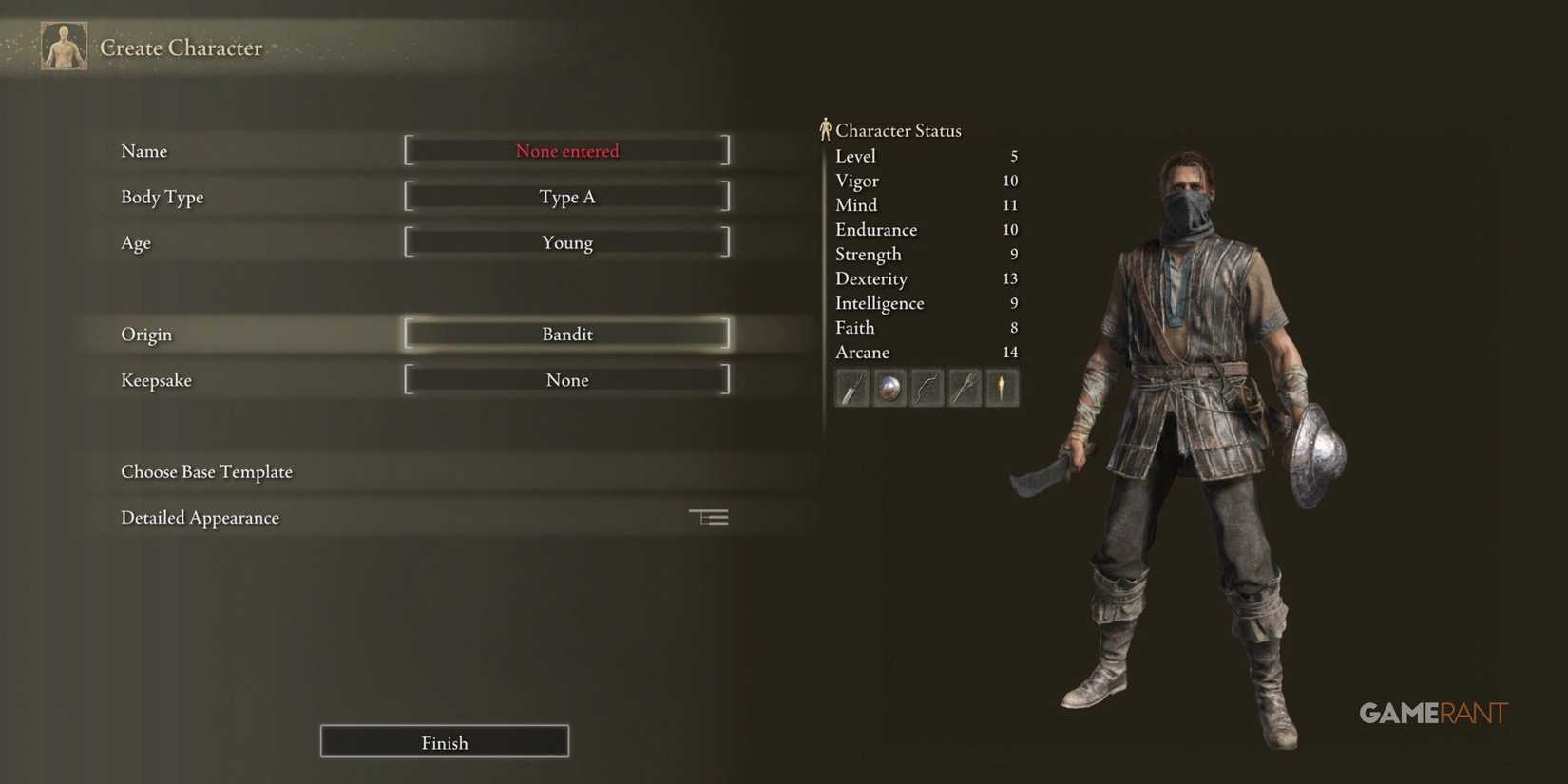 A bandit player in Elden Ring