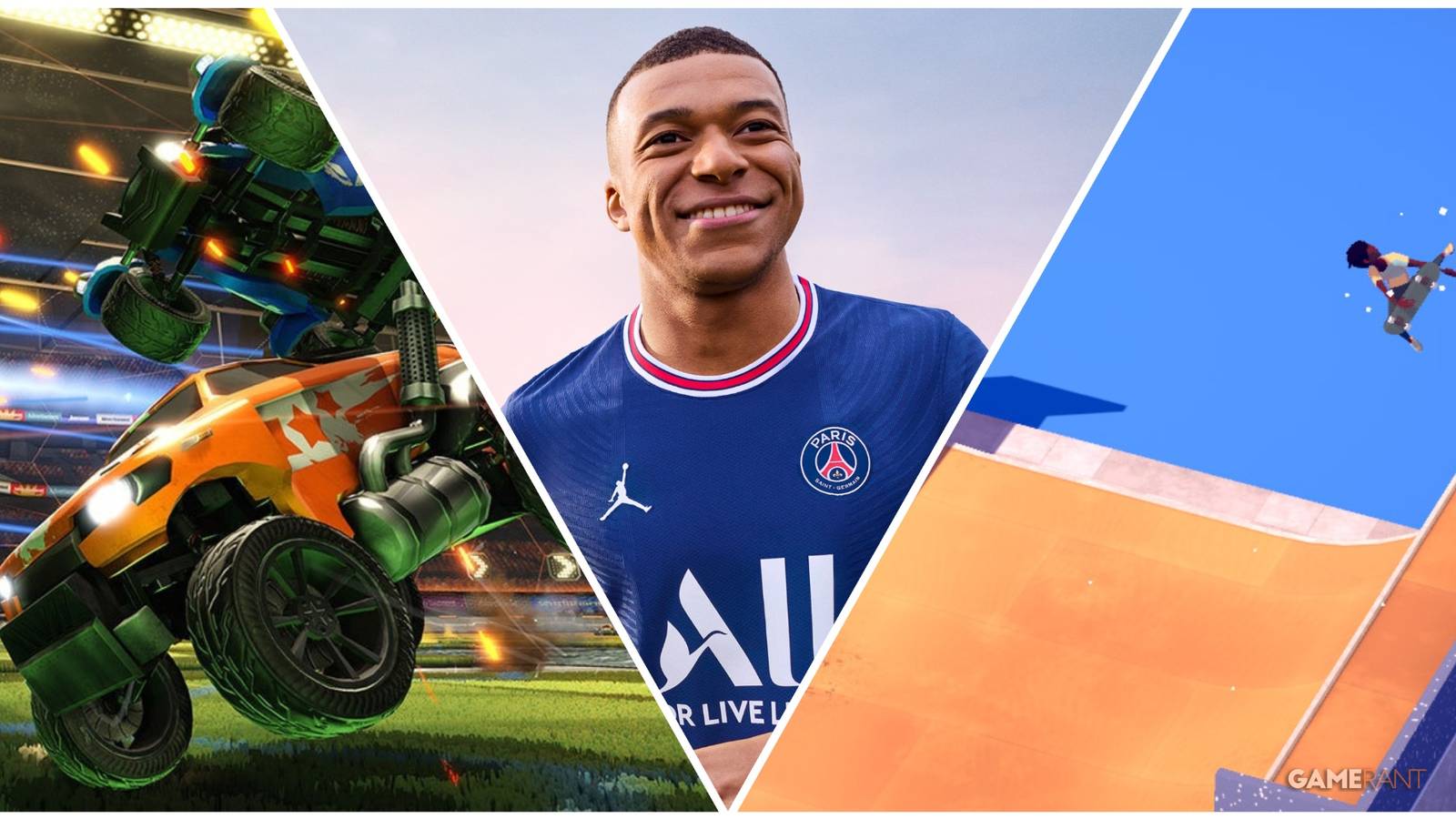 A Collage Showing Rocket League, FIFA, And The Ramp Screenshots