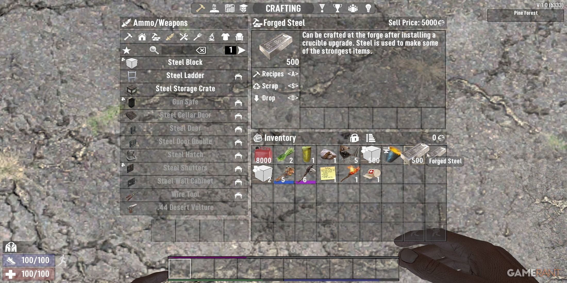 7 Days To Die: How To Craft Forged Steel