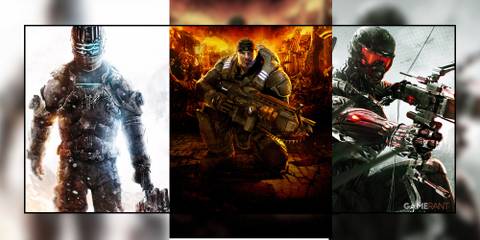 dead space 3, gears of war, and crysis 3 cover arts.