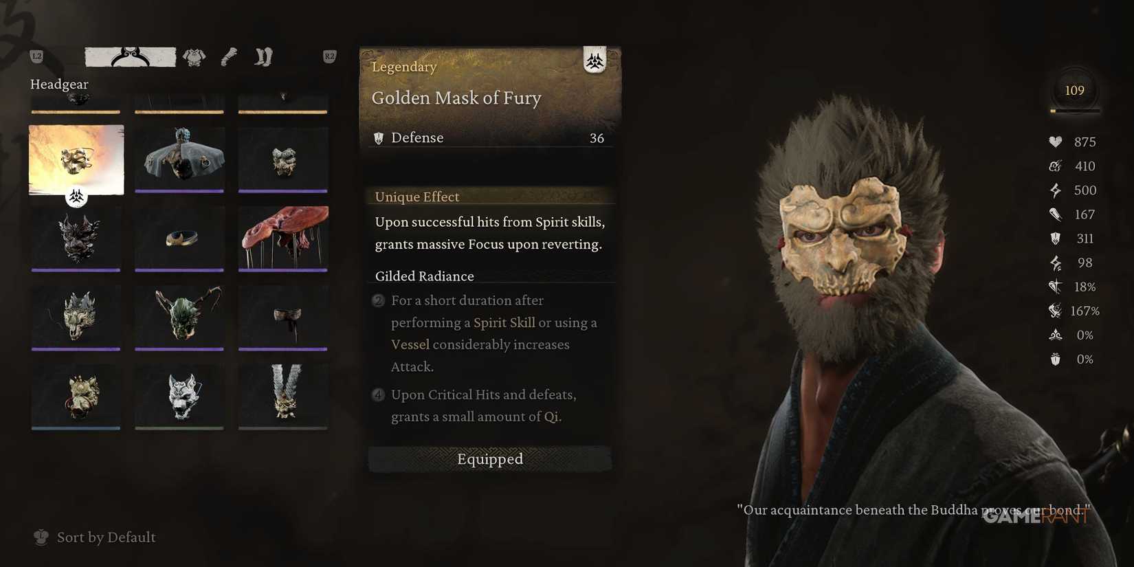 Black Myth Wukong Golden Mask of Fury