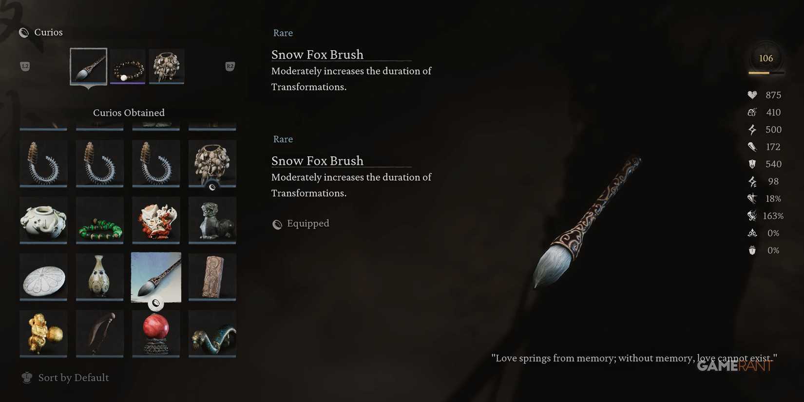 Black Myth Wukong Snow Fox Brush Curios