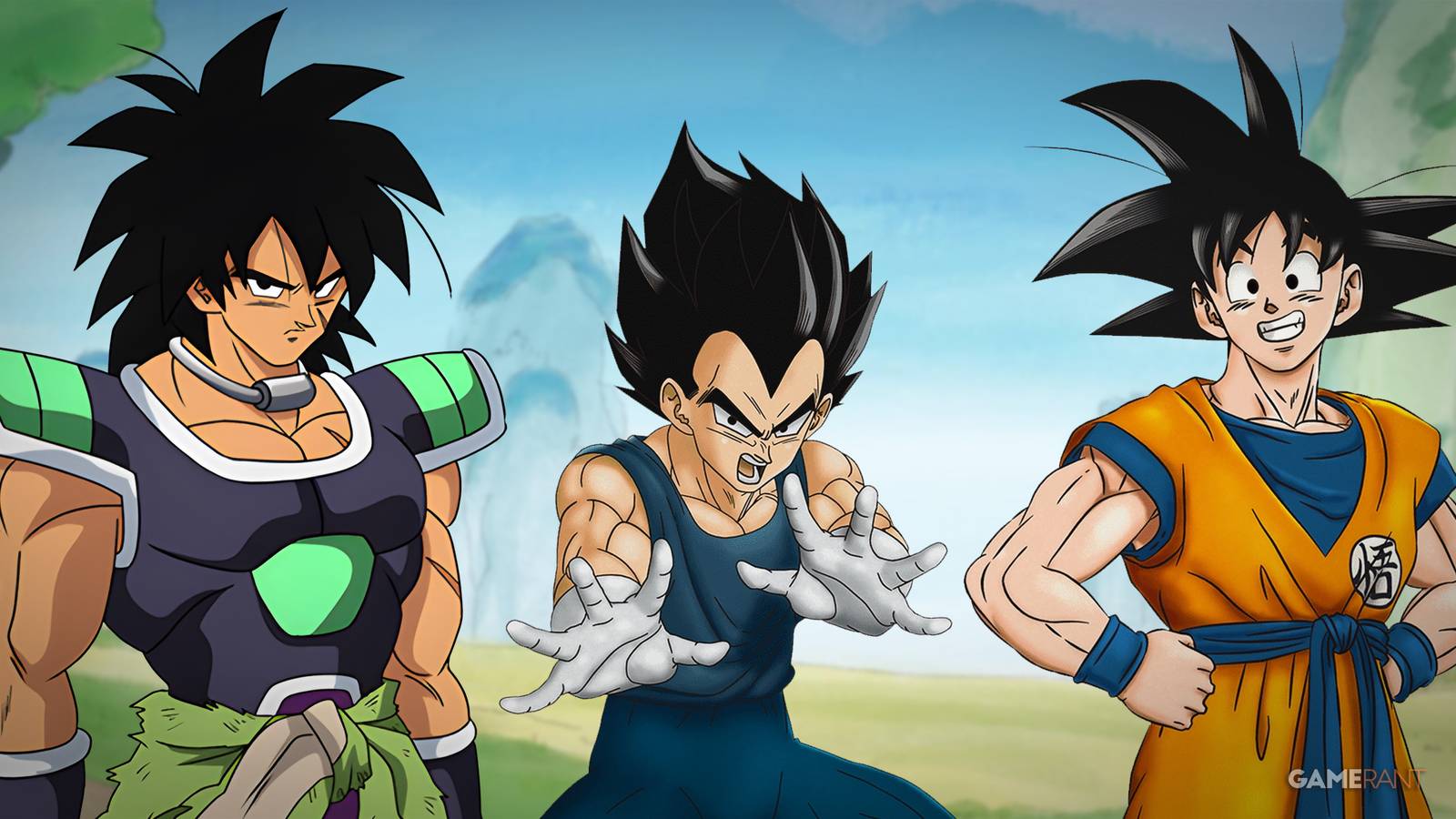 Broly, Vegeta, and Goku from Dragon Ball