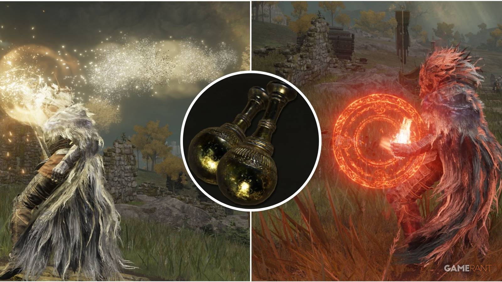 Featured image for Elden Ring showcasing the Rolling Sparks Lightning Perfume Bottle.