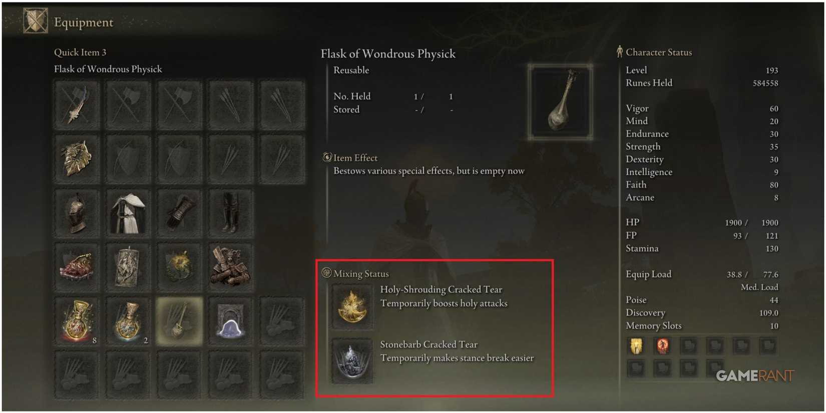 Elden Ring - Euporia Build Guide - Wondrous Flask of Physick