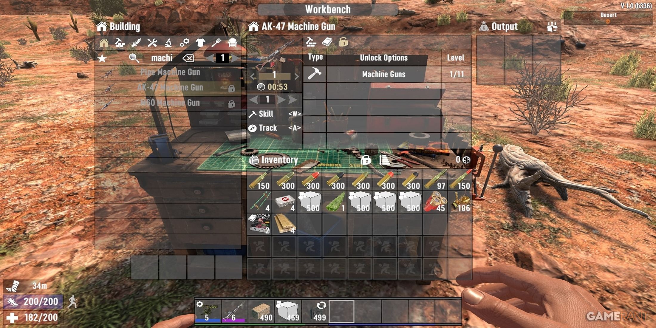 Crafting a weapon at a workbench in 7 Days To Die