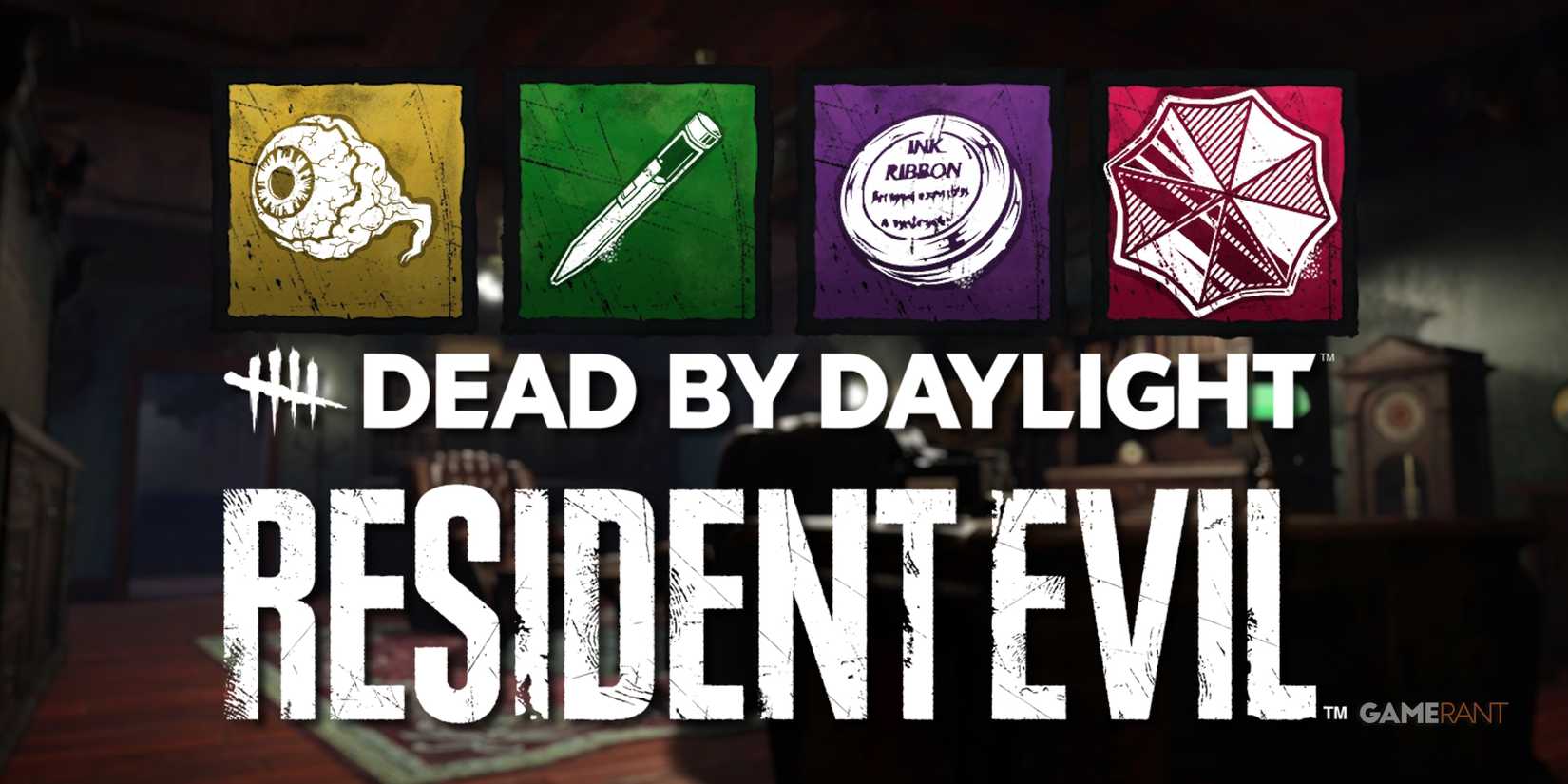 dead by daylight resident evil logo addons rpd office background