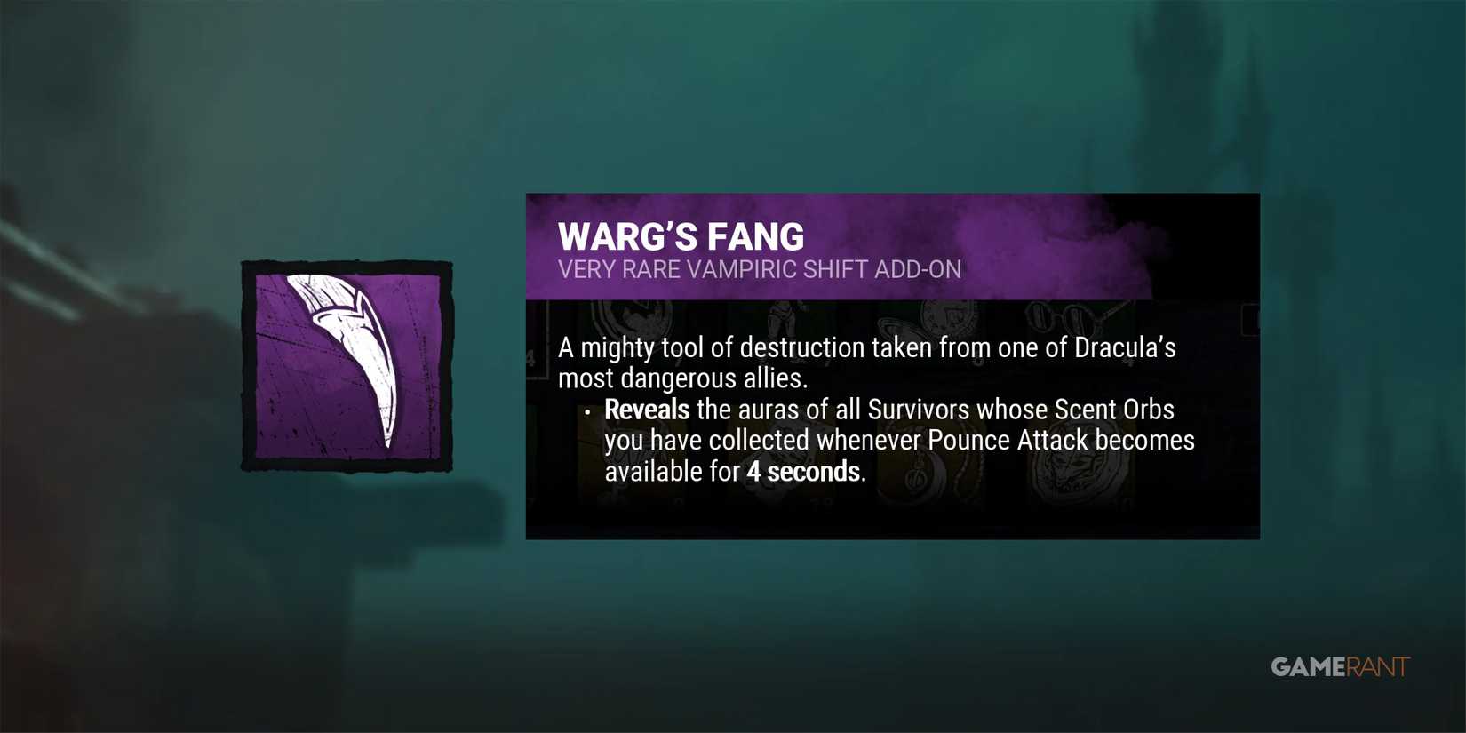 dead by daylight the dark lord warg's fang add-on