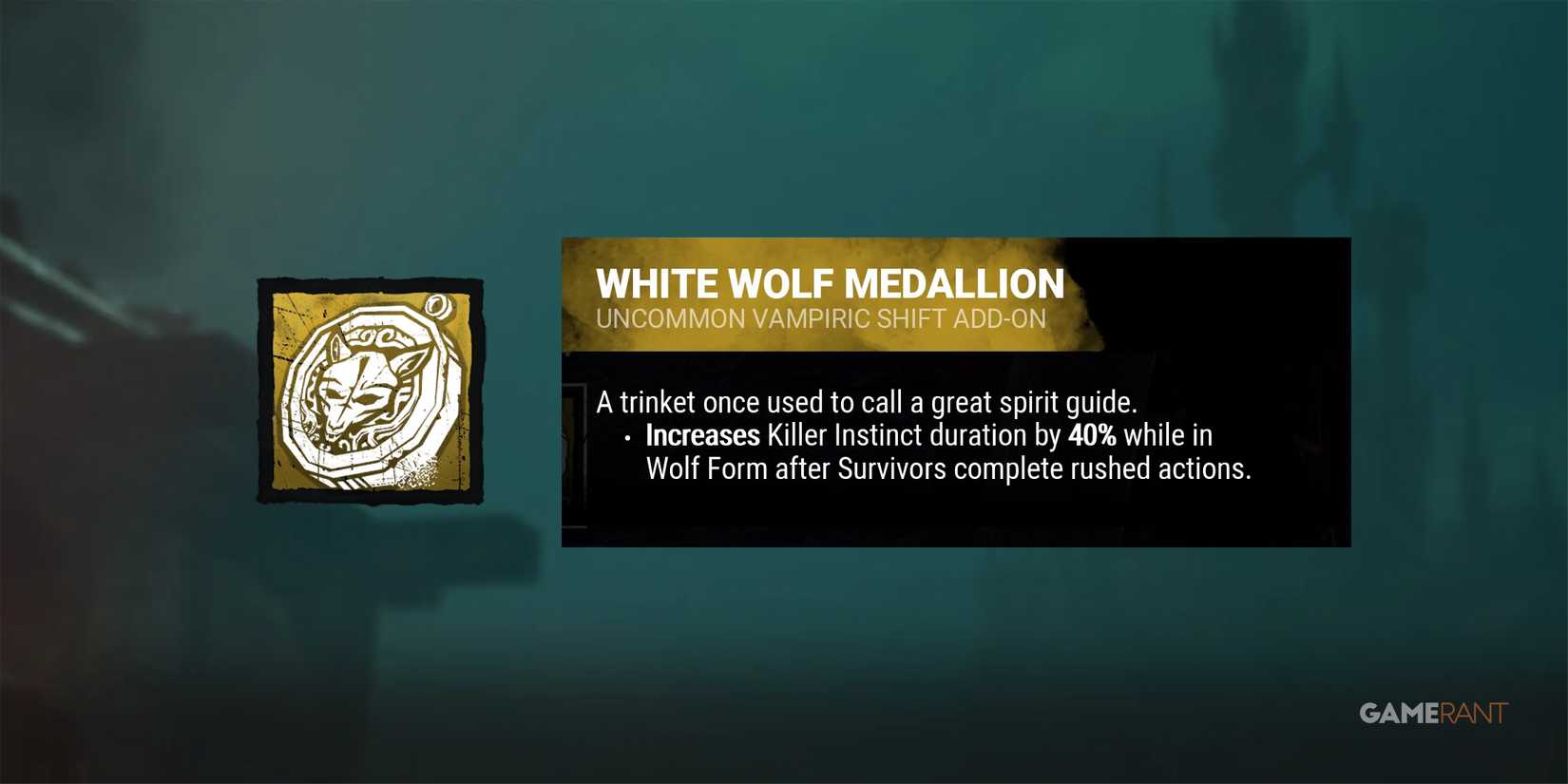 dead by daylight the dark lord white wolf medallion add-on