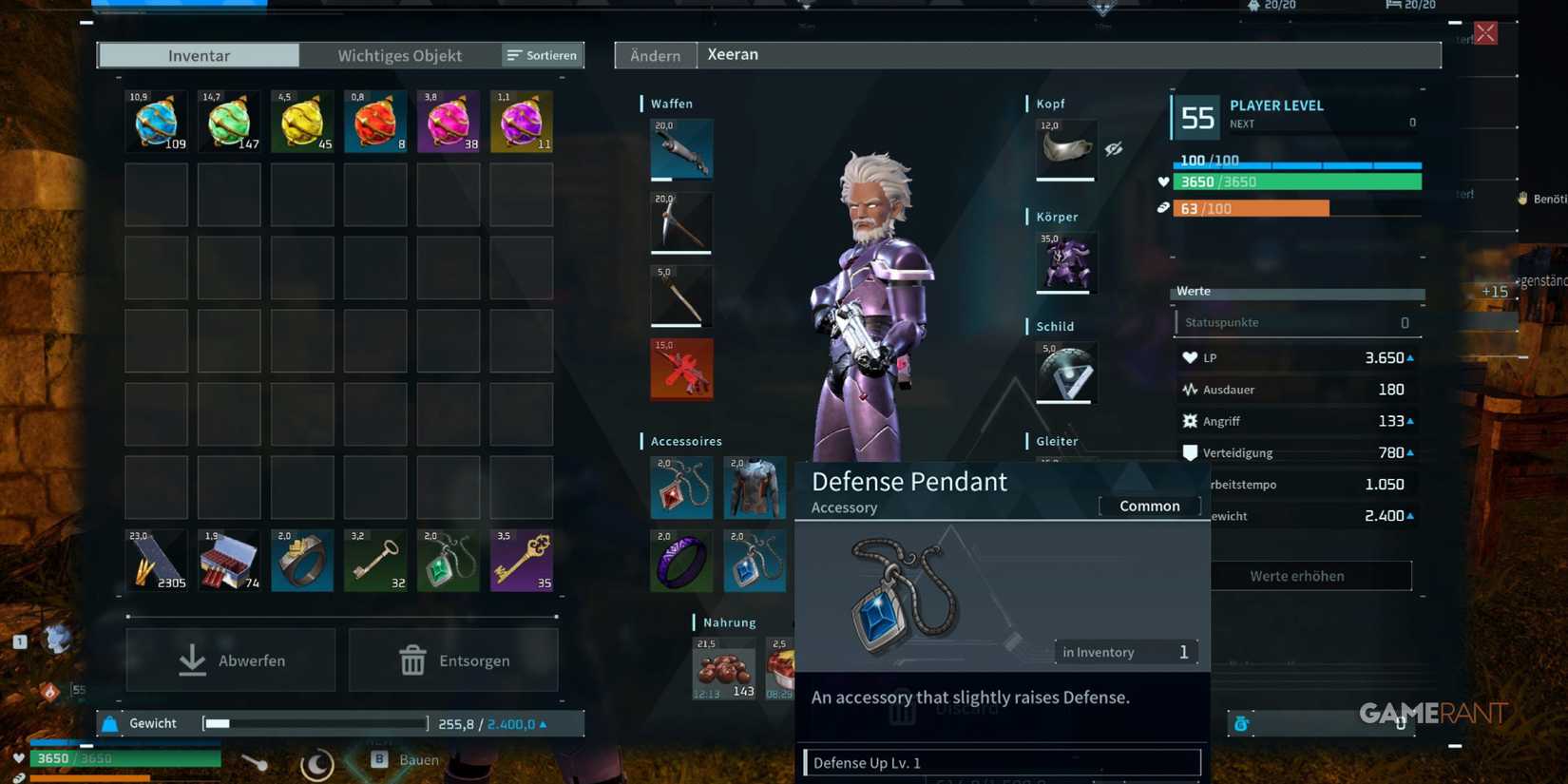 Equipping the Defense Pendant Accessory in Palworld