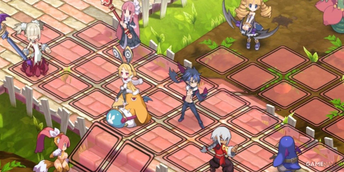 Disgaea 5 - The Player Party Defends Against Plant-Like Enemies