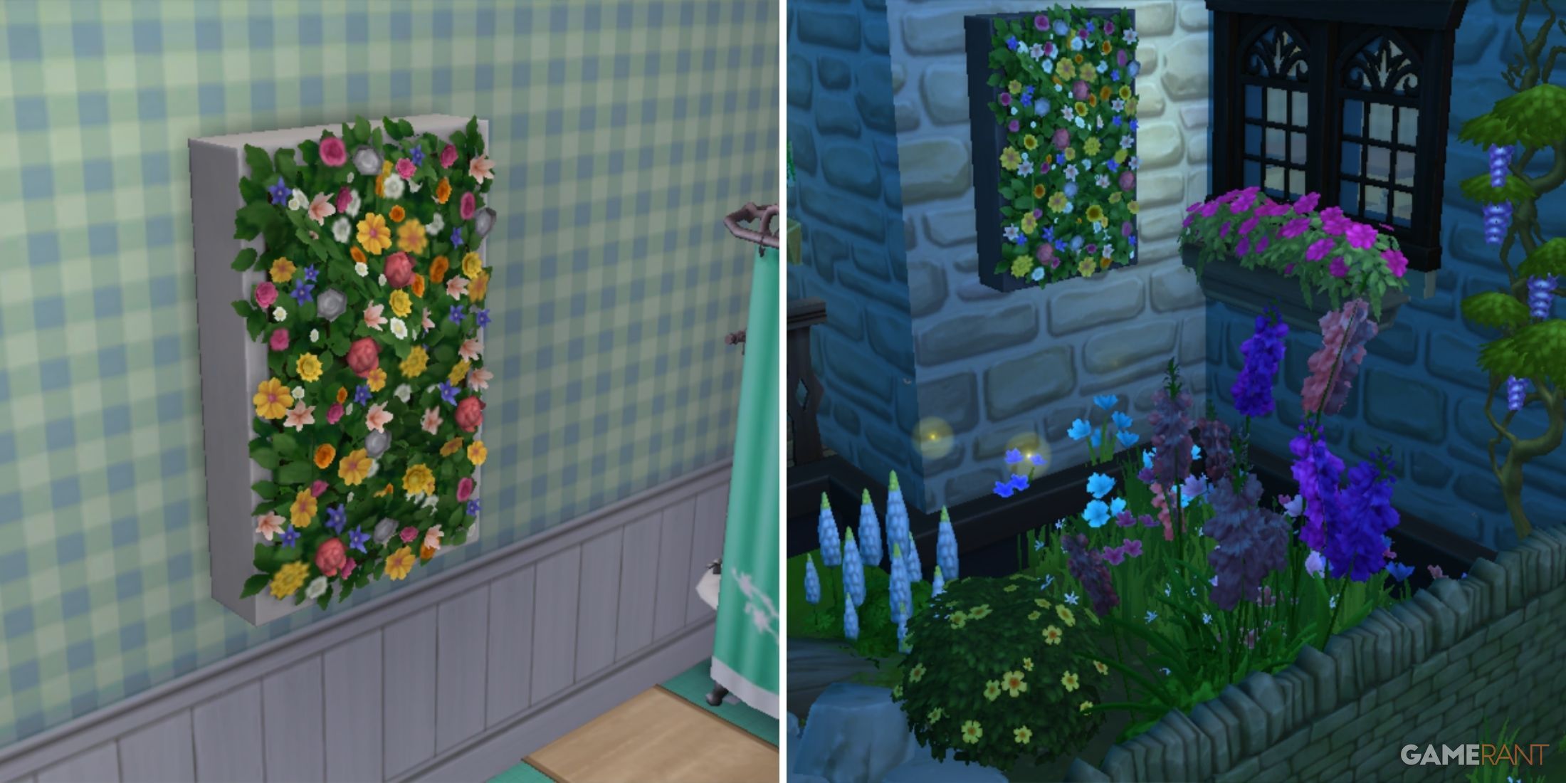 eco ergo friendly flower wall from the sims 4 eco lifestyle in the bathroom and on the outdoor garden wall