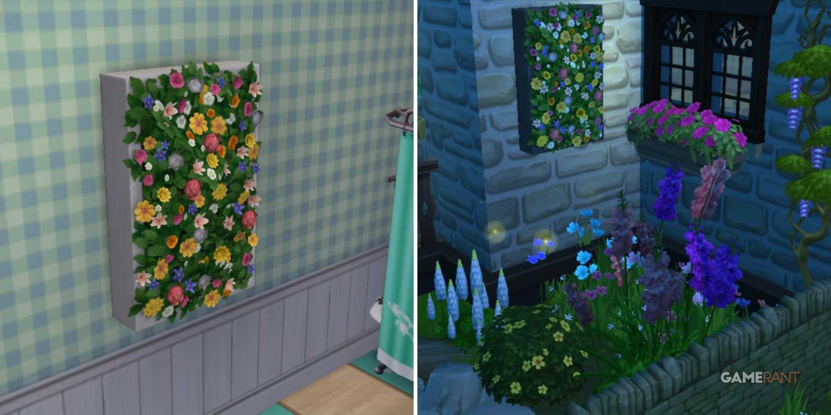 eco ergo friendly floral wall from sims 4 eco lifestyle in bathroom and on outside garden wall