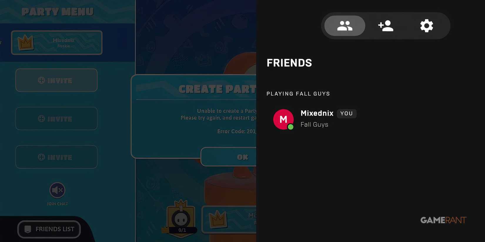 friend list in fall guys.