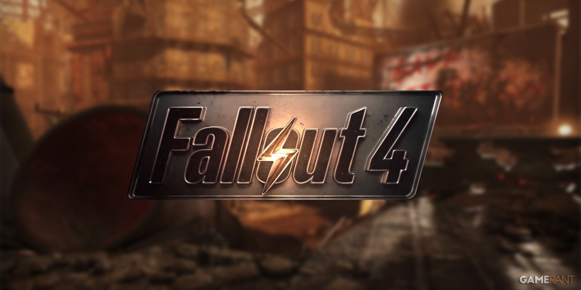 Fallout 4 logo on blurred Fallout 76 The Pitt Expansion Screenshot