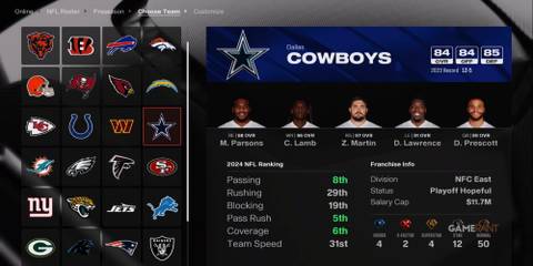 Franchise Dallas Cowboys OVR Madden NFL 25