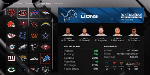 Franchise Detroit Lions OVR Madden NFL 25