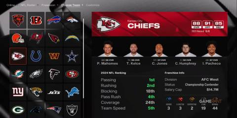 Franchise Kansas City Chiefs OVR Madden NFL 25