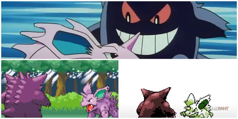 Gengar Vs Nidorino Cutscene Red-Blue And FRed-LGreen And Anime