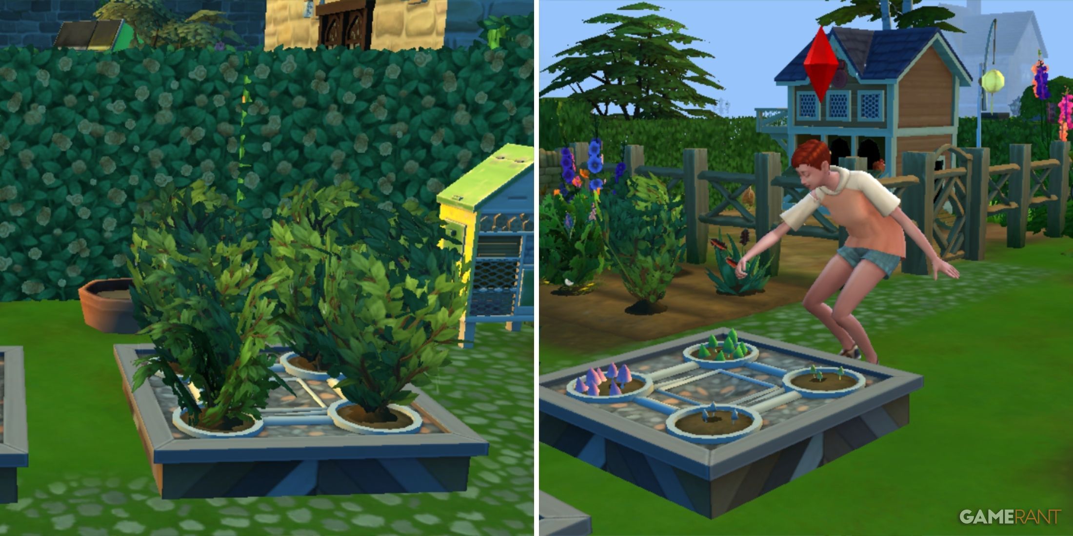 sims 4 eco lifestyle expansion pack hydroponic planter, one with plants and one with mushrooms that your Sim tends to