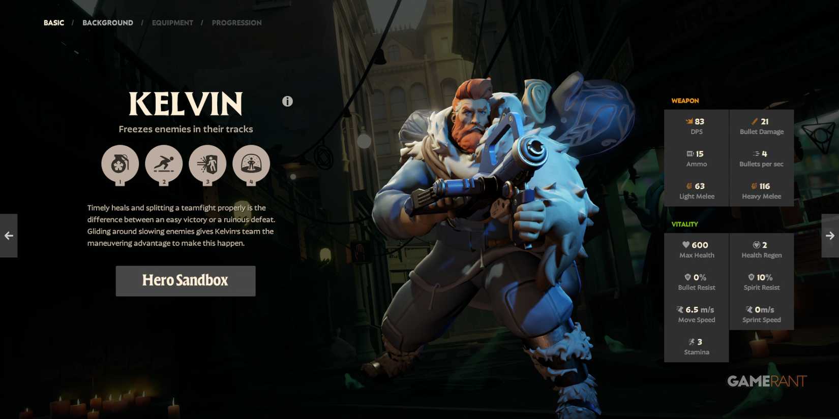 Kelvin freezes enemies, offering easy control for beginner players in Deadlock matches