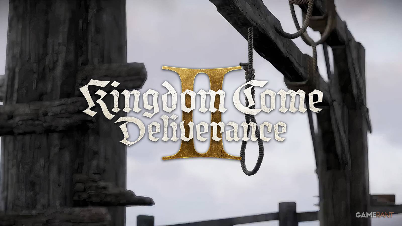 Kingdom Come Deliverance 2 logo with noose in background